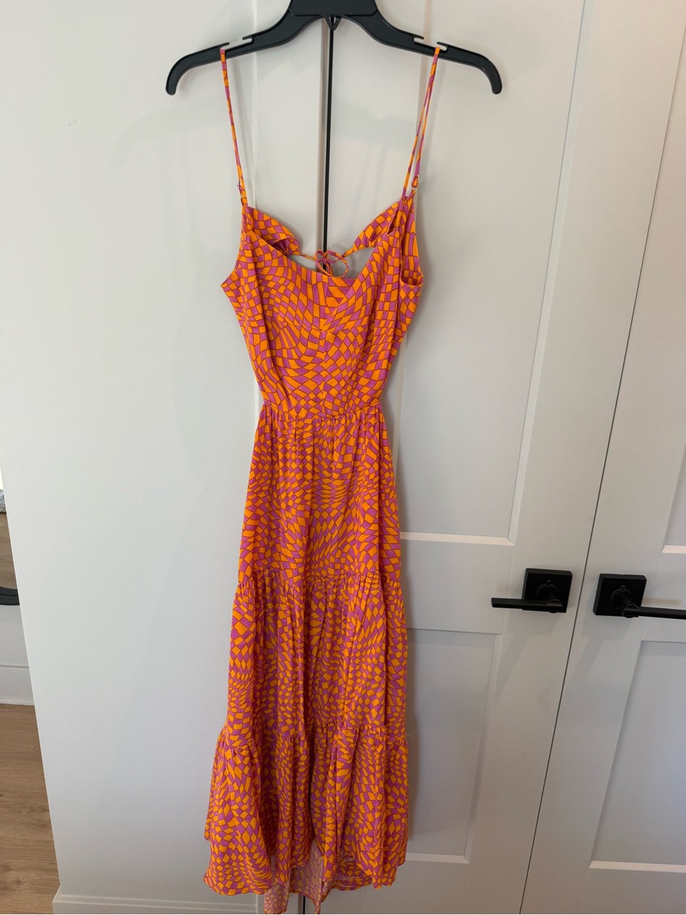Olivaceous Vibrant Pink and Orange Spaghetti-Strap Maxi Dress